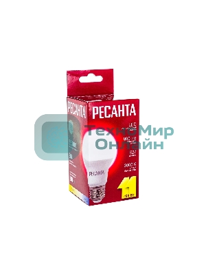 Лампа светодиодная Ресанта LL-R-A60-11W-230-3K-E27 груша, 11 Вт, тепл., Е27