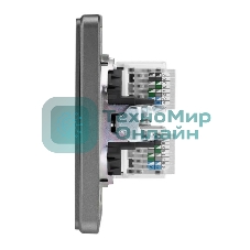 Розетка Kranz ROUND компьютерная двойная RJ45+RJ45 кат6 с/у титан