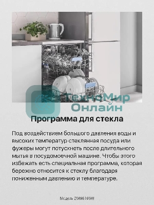 Посудомоечная машина Hansa ZWM616WH, белый, 59.8 см, 12 компл., 49 дБ, класс A++