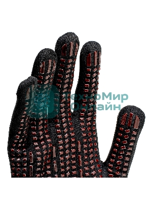 Перчатки трикотажные Сибртех, синтетическая нить, ПВХ-гель точка, черный, L, 13 класс