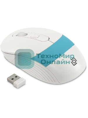 Мышь беспроводная Oklick 310MW белый/синий, 3200 dpi, радиоканал, USB, кнопки - 4
