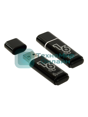 Флешка USB Smartbuy Glossy series black (SB16GbGS-K), 16Gb, USB 2.0, R/W 25/15, черный
