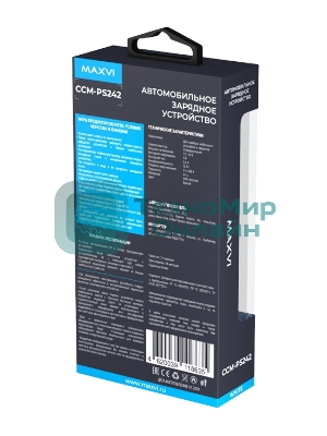 Автомобильное зарядное устройство Maxvi CCM-PS242 белый 2.4A 12W, 2xUSB