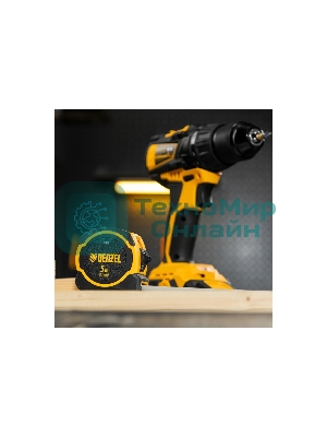 Рулетка Denzel 5м х 25мм, двухкомп. корпус, магнитный обрезиненный зацеп