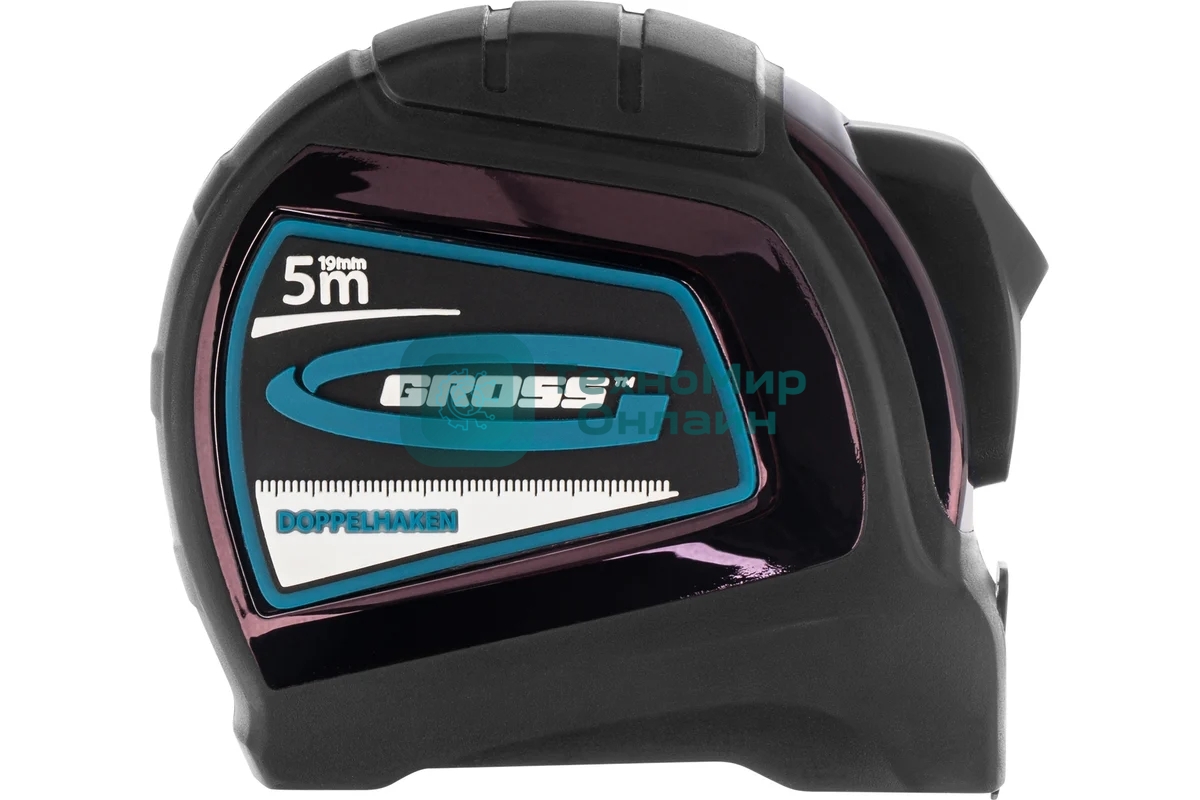 Рулетка Gross 31123 ''doppelhaken'' 5 м x 19 мм двухсторонний зацеп нейлон двуст. шкала автоматич
