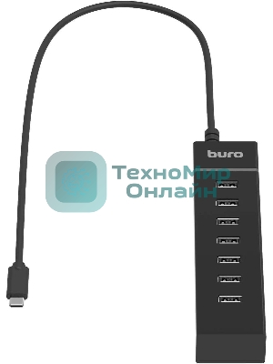 Разветвитель USB-C Buro BPH-C-P107 7порт. черный