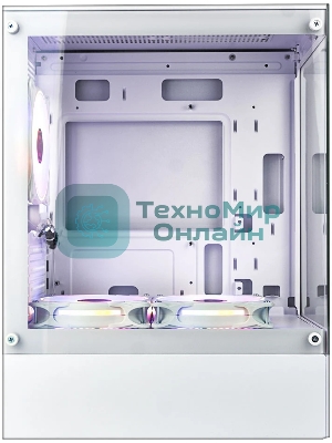 Компьютерный корпус Ginzzu CL485 mATX FAN 3*12LD4 передняя панель Стекло белый