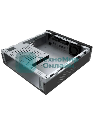 Компьютерный корпус Slim Case Powerman ME100S-BK front fan 4cm, 120W adapter, Mini ITX, VESA