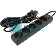 Сетевой фильтр ExeGate EX221188RUS SP-5-5B (5 розеток, 5 м, евровилка, черный)