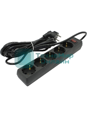 Сетевой фильтр ExeGate EX221188RUS SP-5-5B (5 розеток, 5 м, евровилка, черный)