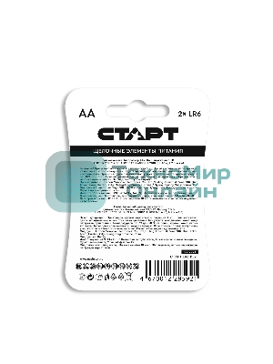 Батарейки СТАРТ LR6-BL2 BLUE 40/720, AA, 2 шт. в блистере