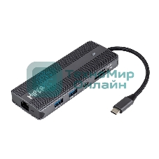 USB-концентратор HIPER Docking station USB-C HUB 11in1 (1*USB-C 100W PD, 1*HDMI 4K@60Hz, 2*DP 4K@60Hz, 2*USB-A 3.0 (5Gbps data), 1*USB-C 3.0 (5Gbps data), 1*microSD, 1*SD, 1*3.5мм audio, 1*RJ45 GB)