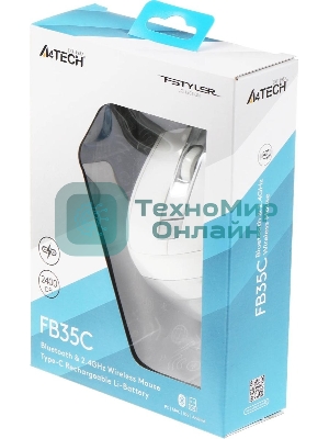 Мышь беспроводная A4Tech Fstyler FB35C белый, 2000 dpi, радиоканал, Bluetooth, USB, кнопки - 6