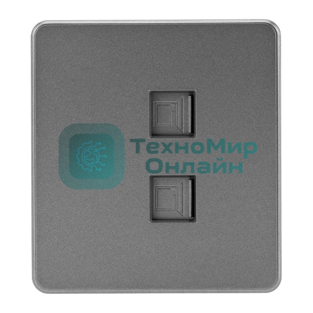 Розетка Kranz ROUND компьютерная двойная RJ45+RJ45 кат6 с/у титан