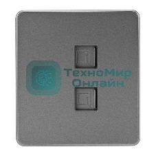 Розетка Kranz ROUND компьютерная двойная RJ45+RJ45 кат6 с/у титан