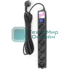 Сетевой фильтр Powercube SPG6-B-5M 5 м, 6 розеток, черный, коробка
