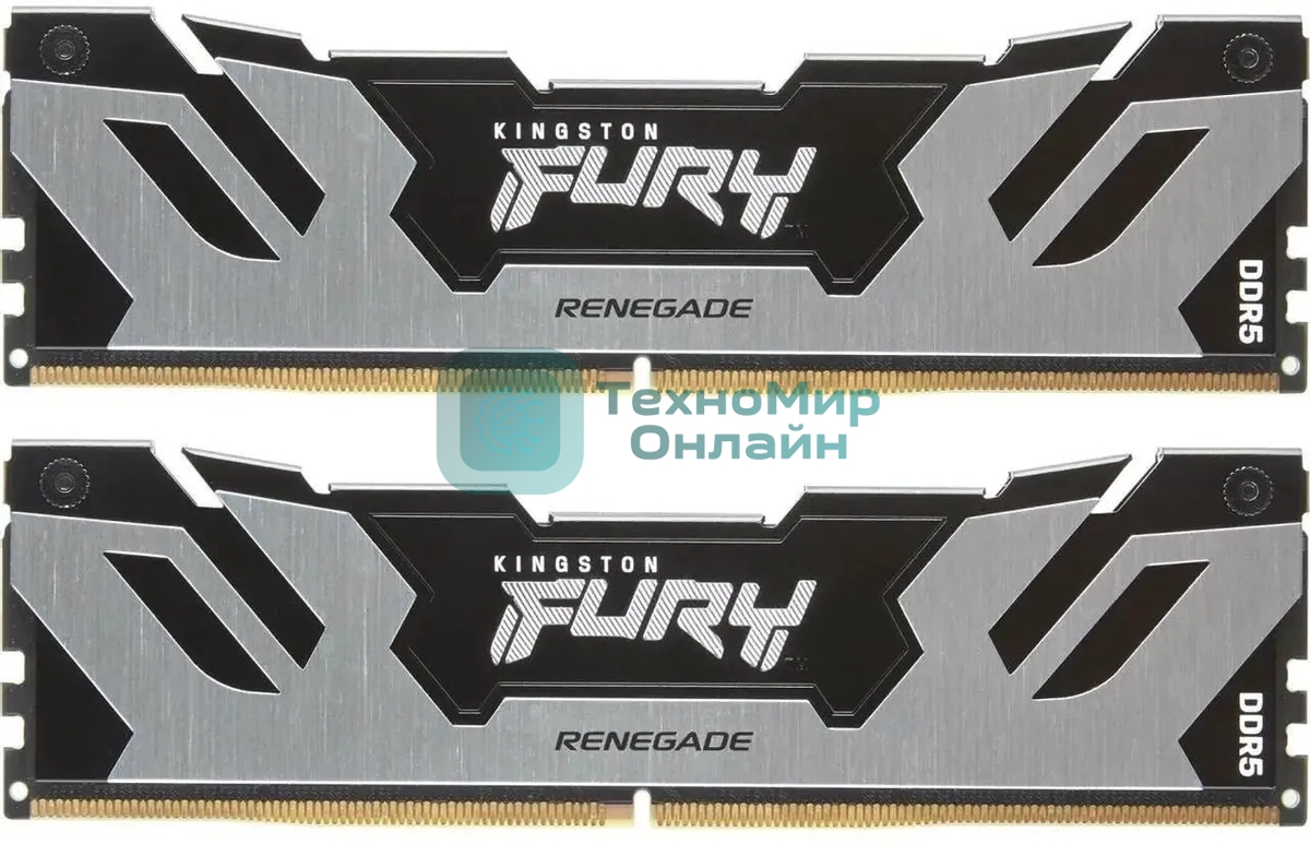 Оперативная память Kingston Fury Renegade, DDR5, 32Gb (2x16Gb), 7600MHz, CL38, DIMM, с радиаторами, серебристый/черный