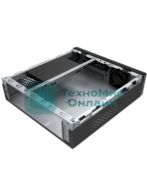 Компьютерный корпус Slim Case Powerman ME100S-BK front fan 4cm, 120W adapter, Mini ITX, VESA