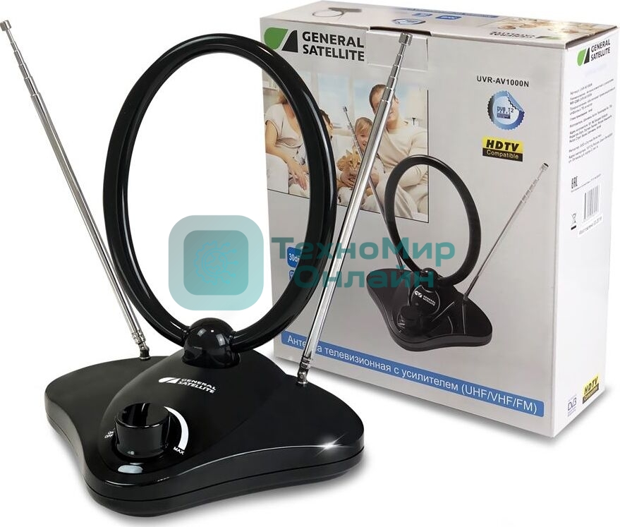 Телевизионная антенна GENERALL SATELLITE UVR-AV1000N МВ+ДМВ черный