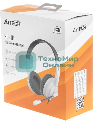 Гарнитура A4Tech HU-10 чёрный/белый, проводная