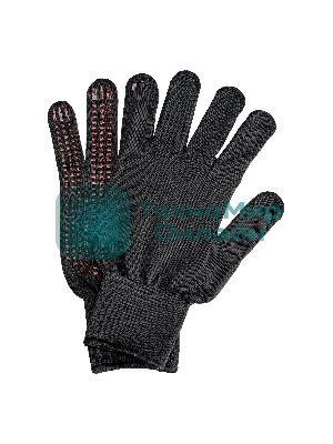 Перчатки трикотажные Сибртех, синтетическая нить, ПВХ-гель точка, черный, L, 13 класс