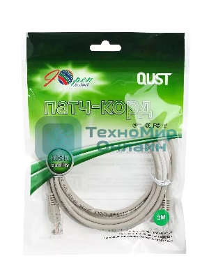 Коммутационный шнур Патч-корд литой Aopen/Qust ANP511 3M UTP cat.5е 3м серый