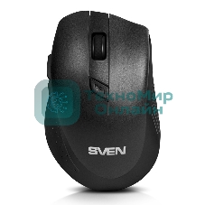 Мышь беспроводная SVEN RX-425W черный, 1600 dpi, радиоканал, USB, кнопки - 6