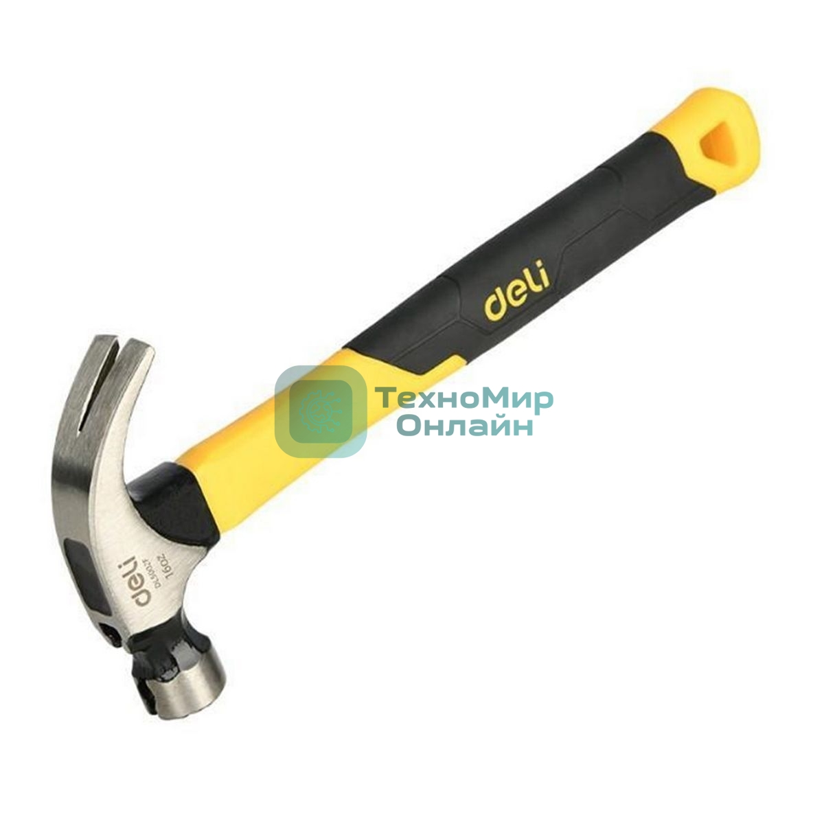 Молоток-гвоздодер Deli DL5002F 450 гр магнит, противоскользящий боек, фиберглассовая рукоять