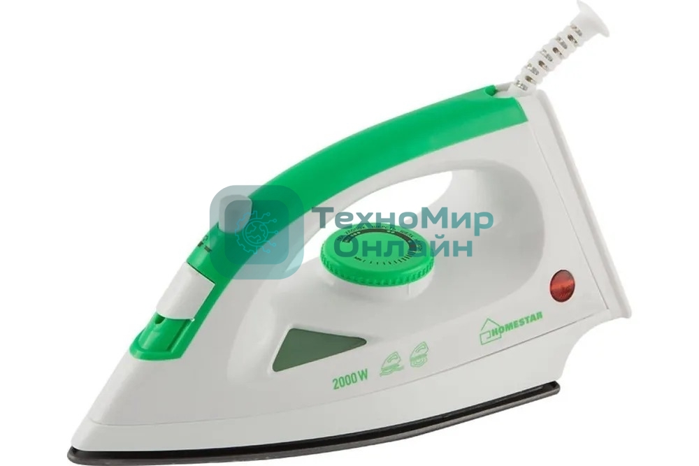 Утюг Homestar HS-4001 бело-зеленый (2000 Вт, пар, тефлоновая подошва)