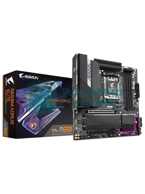 Материнская плата Gigabyte B650M AORUS ELITE, Socket AM5, AMD B650, 4xDDR5, 4xSATA, 2xM.2, 1xPCI-E 4.0 x16, 1xPCI-E 4.0 x4, 1xHDMI, 1xDP, 1x 2.5Gb LAN, 5xUSB-A 3.2 Gen 1, 2xUSB-A 3.2 Gen 2, 4xUSB-A 2.0, 1xUSB-C 3.2 Gen 2, 2x3.5 мм, 7.1, Micro-ATX