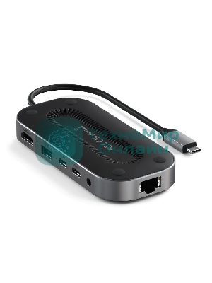 USB-концентратор Satechi ST-U4MGEM серый космос USB4 Multiport w2.5G Ethernet (1xUSB 3.2, 2xUSB Type-C, 1xHDMI, RJ-45, Audio Jack), до 100 Вт,