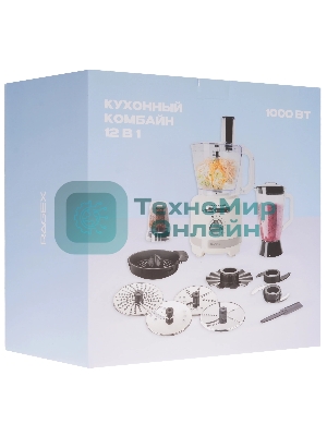 Кухонный комбайн RAGEX R108-105 бежевый 1000Вт 6 скоростей