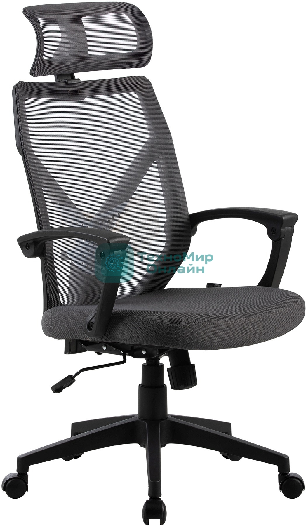 Кресло Cactus CS-MC414-GY черный, сетка, подголовник