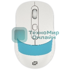 Мышь беспроводная Oklick 310MW белый/синий, 3200 dpi, радиоканал, USB, кнопки - 4