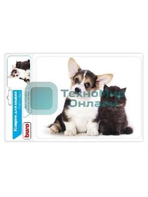 Коврик для мыши Buro BU-M40095 рисунок/котенок и щенок