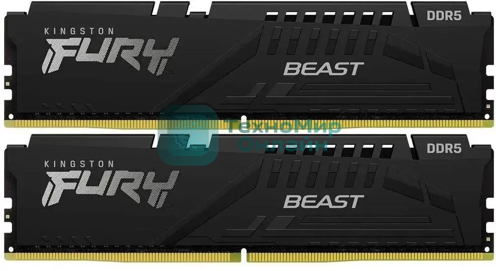Оперативная память Kingston Fury Beast, DDR5, 16GB (2x8GB), 5600MHz, CL36, DIMM, с радиаторами, черный
