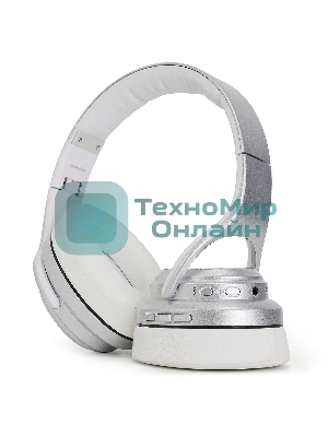 Беспроводные/проводные наушники Crown CMBH-5050 серебристый, накладные, Bluetooth + проводной, складная конструкция, до 10 ч
