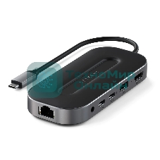 USB-концентратор Satechi ST-U4MGEM серый космос USB4 Multiport w2.5G Ethernet (1xUSB 3.2, 2xUSB Type-C, 1xHDMI, RJ-45, Audio Jack), до 100 Вт,