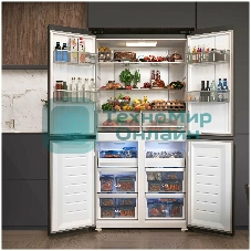 Холодильник LEX LCD505GbGID серый трехкамерный 321/144л морозилка снизу, No Frost, Side by Side