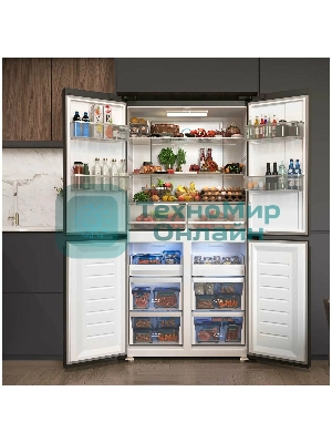 Холодильник LEX LCD505GbGID серый трехкамерный 321/144л морозилка снизу, No Frost, Side by Side