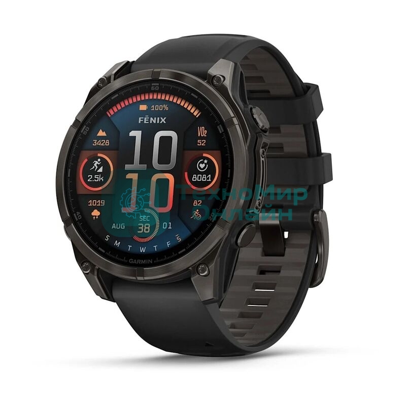 Смарт-часы Garmin Fenix 8 AMOLED Sapphire угольно-черный DLC, черный 47мм