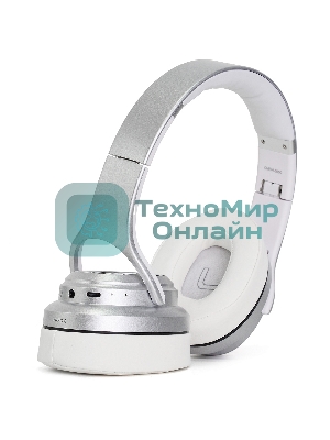 Беспроводные/проводные наушники Crown CMBH-5050 серебристый, накладные, Bluetooth + проводной, складная конструкция, до 10 ч