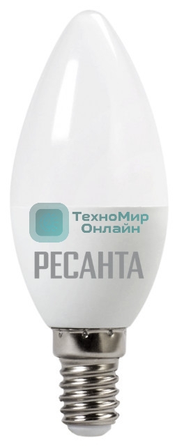 Лампа светодиодная Ресанта LL-R-C37-6W-230-4K-E14 свеча, 6 Вт, нейтр., Е14
