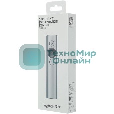 Презентер Logitech Spotlight Slate (серый, Bluetooth/2.4 GHz, перезаряжаемая литий-полимерная батарея 85мА·ч, 3D-акселерометр, гироскоп, кабель для зарядки, чехол) (арт. 910-004867, M/N: R-R0011/C-U0016)