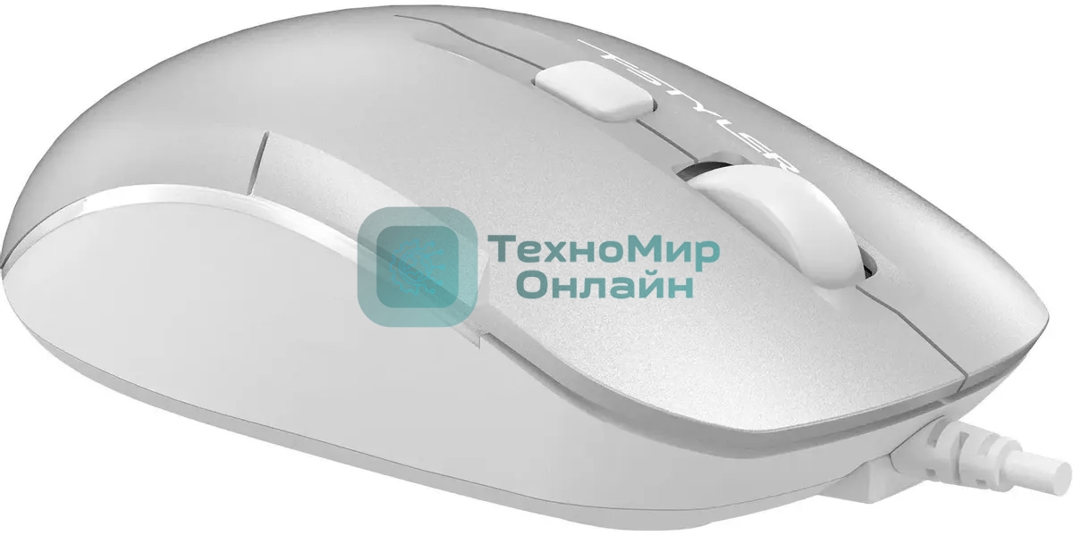 Мышь проводная A4Tech Fstyler FM26S серебристый/белый, 1600 dpi, USB, кнопки - 4