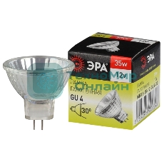 Лампа галогенная ЭРА GU4-MR11-35W-12V-30CL GU4 35Вт софит теплый белый свет