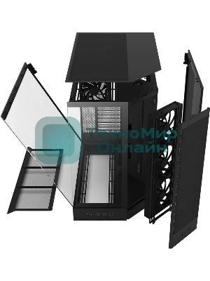 Компьютерный корпус без блока питания Case NZXT H9 Flow RGb+ (2025), Midi-Tower, TG, 6x140мм RGb + 1x120мм RGb, 2xUSB-A 3.2 + 1xUSB-C 3.2, E-ATX, ATX, mATX, mITX черный