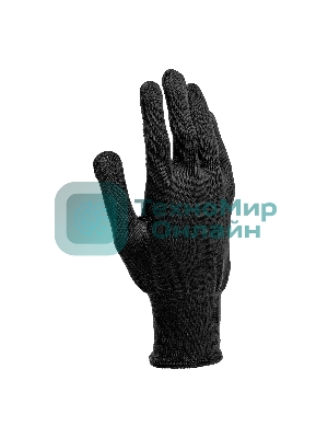 Перчатки трикотажные Сибртех, синтетическая нить, ПВХ-гель точка, черный, L, 13 класс