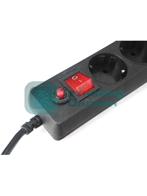 Сетевой фильтр Гарнизон EHLB-1, 5 р, 10А 1.8 м черный