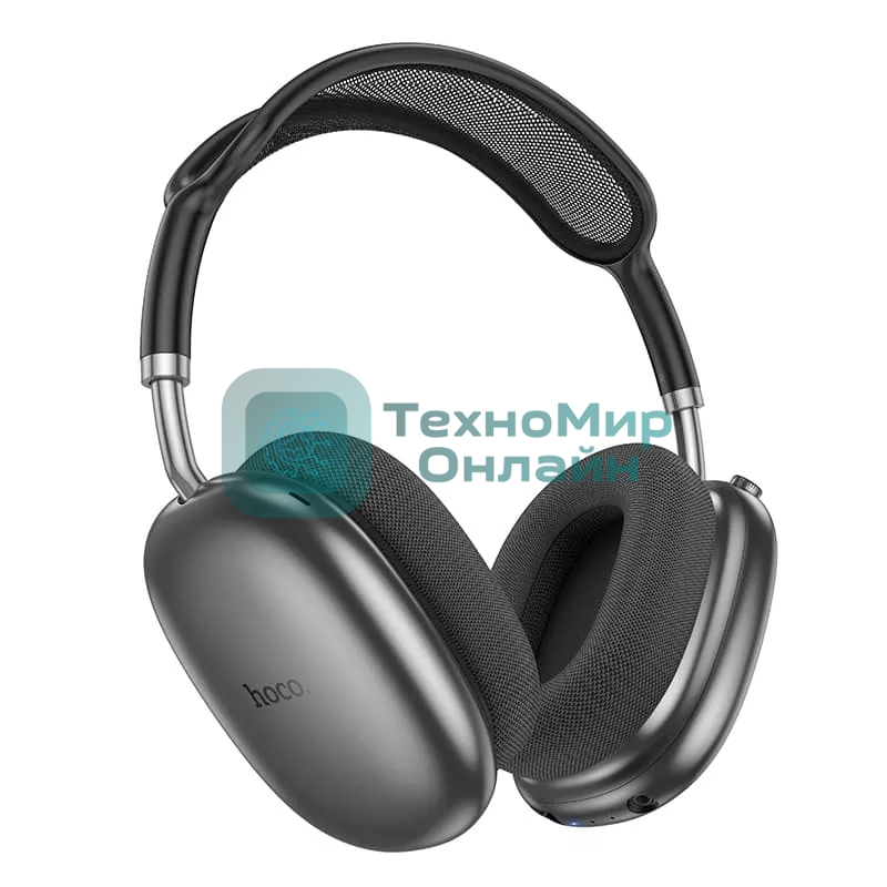 Беспроводные/проводные наушники Hoco W55 Plus серый космос, накладные, Bluetooth + проводной